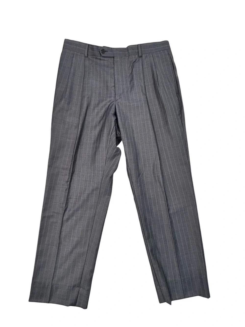 Jos. A. Bank Signature Gold Men's Gray Pinstripe Two-Piece Suit Jacket 42S 34/28